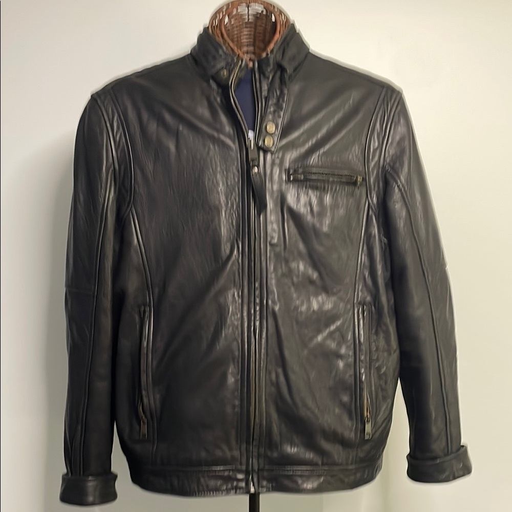 Marc New York Black Mid-weight Leather Jacket